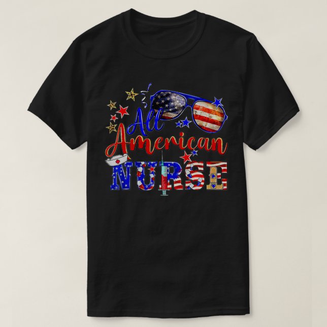 T-shirt Toutes les infirmières américaines 4 juillet patri (Design devant)