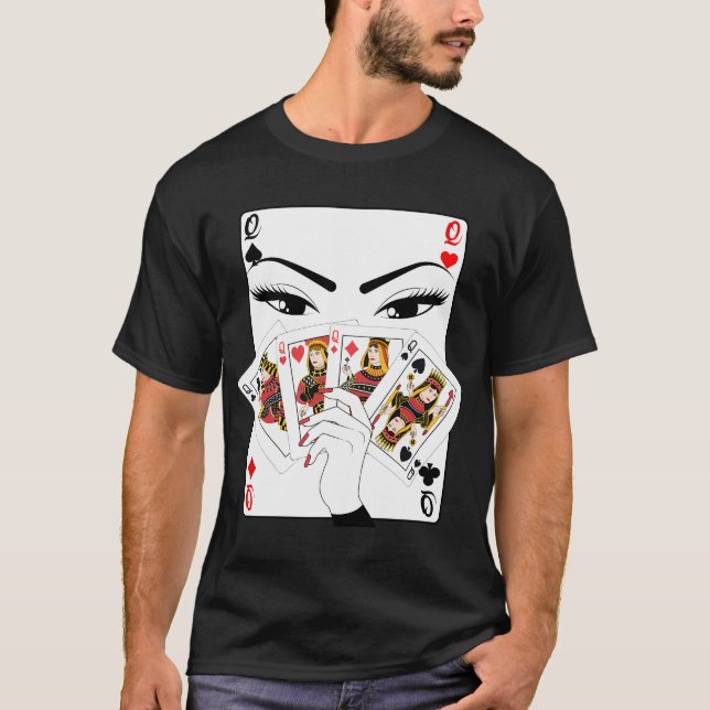 T-shirt Toutes les Reines Jouer Carte Quatre Mode (Devant)