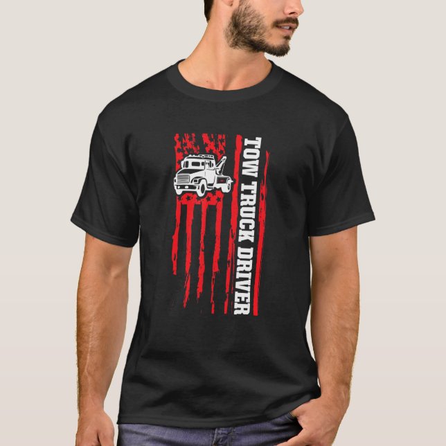 T-shirt Tow Truck Driver Us Flag Trucker 2 (Devant)