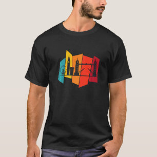 T-shirt Tower Bridge De Londres Skyline Rétro Angleterre