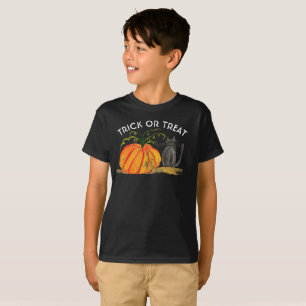 T-shirt Trace ou traitement Halloween Citrouille Aquarelle