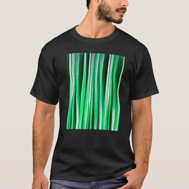 T-shirt Traces verticales artistiques teintes vertes Aquam (Devant)