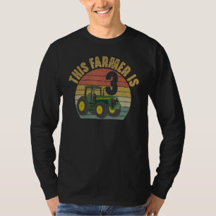 T-shirt Tracteur 3e anniversaire 3 an Vieux ferme agricole