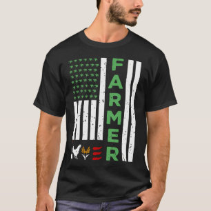T-shirt Tracteur Agriculteur Drapeau Américain Travailleur