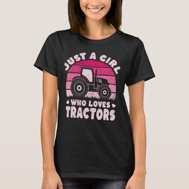 T-shirt Tracteur cool Aime Juste Une Fille Qui Aime Les Tr (Devant)
