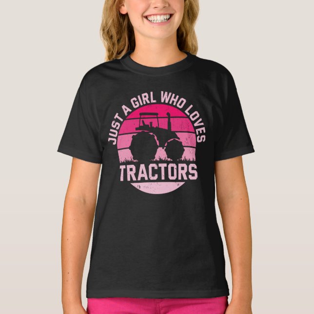 T-shirt Tracteur cool Aime Juste Une Fille Qui Aime Les Tr (Devant)