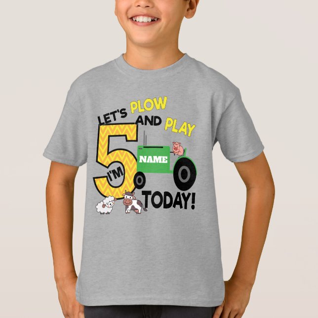 T-shirt Tracteur de 5e anniversaire - Fête à thème agricol (Devant)
