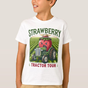 T-shirt Tracteur de champs de fraises Tour ferme mignonne