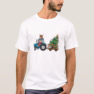 T-shirt Tracteur de ferme de Noël Xmas