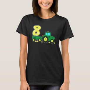 T-shirt Tracteur de ferme verte de 8 ans fête d'anniversai