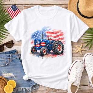 T-shirt Tracteur étoilé et rayé patriotique