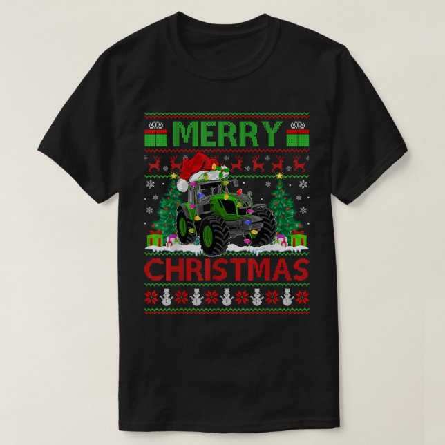 T-shirt Tracteur Lover Xmas Tree Ugly Père Noël Tracteur C (Design devant)