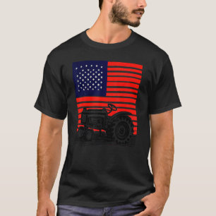T-shirt tracteur patriotique vintage sur une ferme drapeau