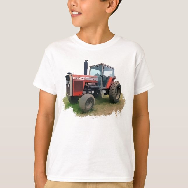 T-shirt Tracteur rouge de Massey Ferguson dans le domaine (Devant)