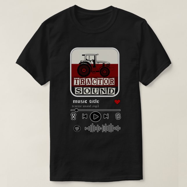 T-shirt tracteur son mp3 dans lecteur de musique  (Design devant)