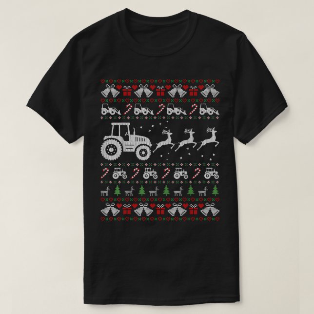 T-shirt Tracteur Vilain Chandail de Noël Noël Noël Farmant (Design devant)