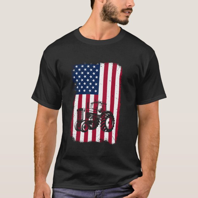 T-shirt Tracteurs agricoles Hommes Femmes Américaine États (Devant)