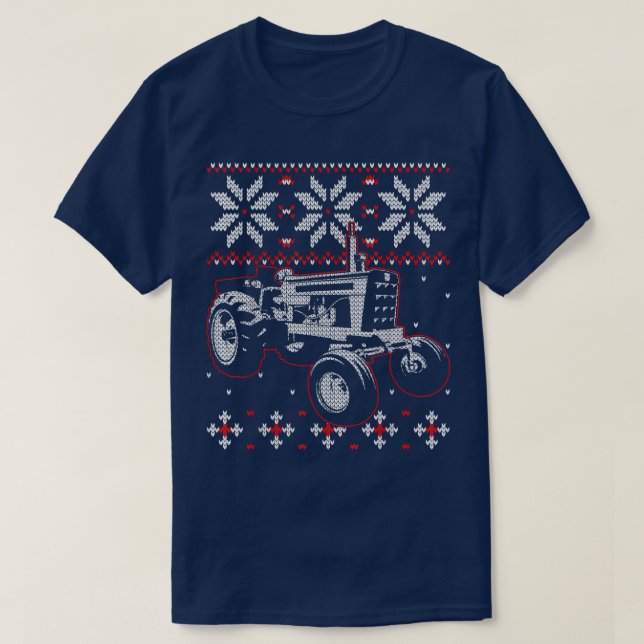 T-shirt Tractor Lover Ugly Christmas Sweater, Farmer Farmi (Design devant)