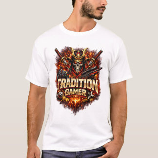 T-shirt Tradition Gamer : Guerrier Samouraï Crâne Épique &