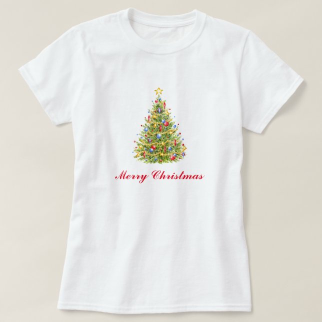 T-shirt Traditional Christmas Tree Greeting Card (Design devant)