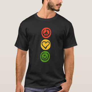 T-shirt Traffic light with peace love and happiness signs