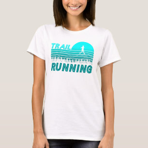 T-shirt Trail Running au coucher du soleil bleu avec des b