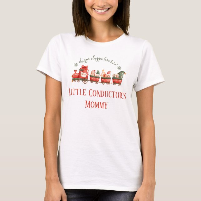 T-shirt Train 2nd Birthday Party Little Conductors Mommy  (Devant)