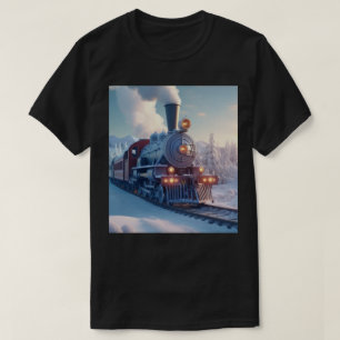 T-shirt Train à vapeur vintage Paysage hivernal Montagne d