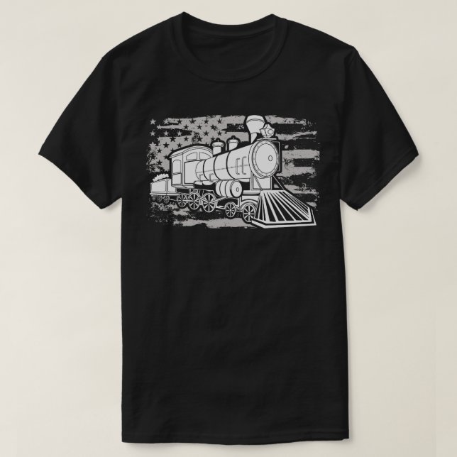 T-shirt Train American Flag Vintage (Design devant)