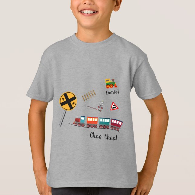 T-shirt Train coloré Petit Garçon Prénom Choo Choo Kid (Devant)