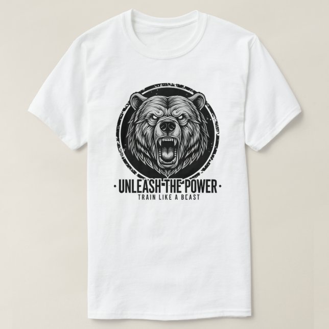 T-shirt Train comme une bête ours sport motivationnel (Design devant)