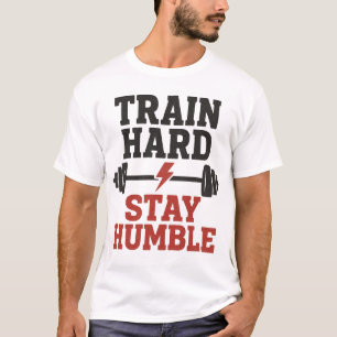 T-shirt Train Dur Séjour Humble - Vintage Gym Motivation D
