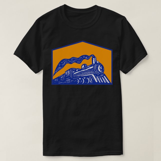 T-shirt Train Locomotive à vapeur Prochain Crest Retro (Design devant)