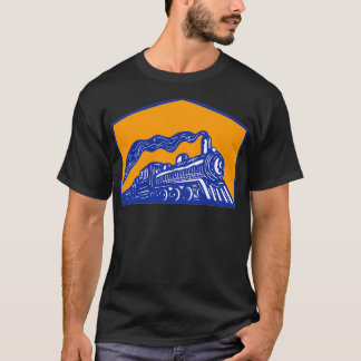 T-shirt Train Locomotive à vapeur Prochain Crest Retro