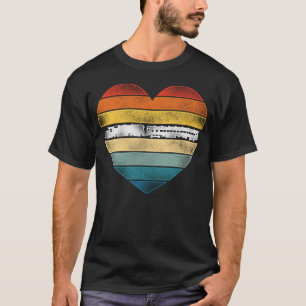T-shirt Train Locomotive Diesel Train Retro Heart Retro