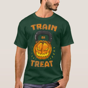 T-shirt Train Ou Treat Citrouille Kettlebell Halloween