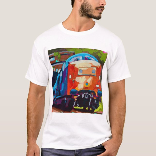T-shirt Train Painting - Gift for Train Enthusiasts (Devant)