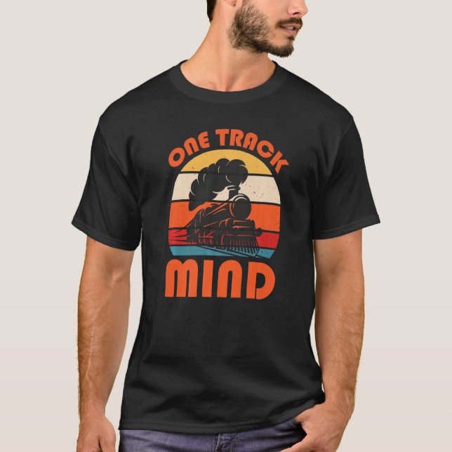 T-shirt Train Saying Slogan - One Track Mind Premium (Devant)