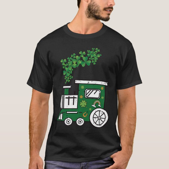 T-shirt Train shamrock St.Patrick Day Cool Railroad pour B (Devant)