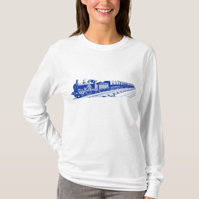 T-shirt Train vintage - Marine (Devant)