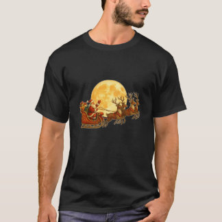 T-shirt Traîneau et rennes avant la pleine lune