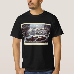 T-shirt Traîneaux de Noël vintage, Central Park en hiver