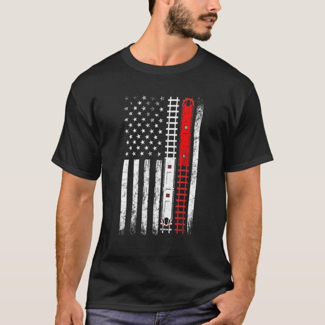 T-shirt Trains sur rails American flag locomotive modèle r (Devant)