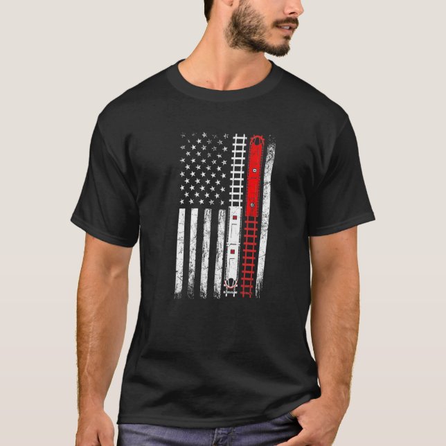 T-shirt Trains sur rails American flag locomotive modèle r (Devant)