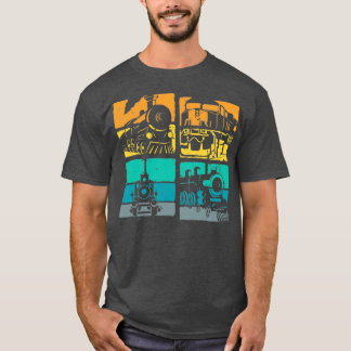 T-shirt Trains vintages vapeur Locomotive Railroad Retro