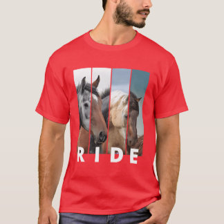 T-shirt TRAITER Les chevaux Galloping vintage