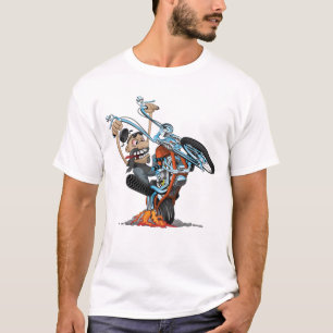 T-shirt Traitez-en - un motard faisant un dessin animé su