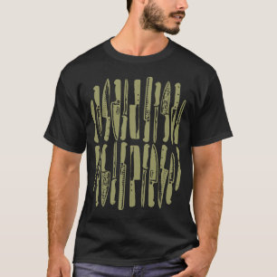 T-shirt Tranché et Haché - Kaki sur Fond Sombre