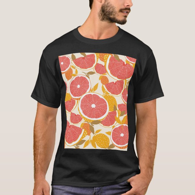 T-shirt Tranches de pamplemousse avec Feuilles (Devant)