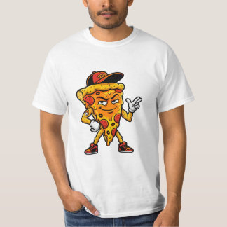 T-shirt Tranches de pizza de dessin animé cool avec casque